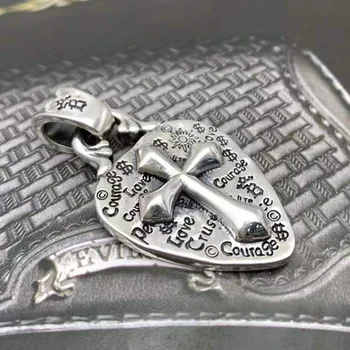 Moda aksesuarları S925 saf gümüş graffiti çapraz kolye niş tasarım etiketleri kolye
