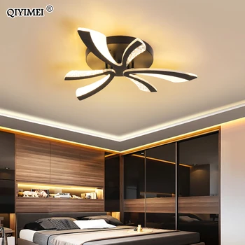 Modern LED tavan avize ışıkları oturma odası yatak odası Yemek Çalışma Odası için Beyaz Siyah Gövde AC90-260V Avizeler Fikstür