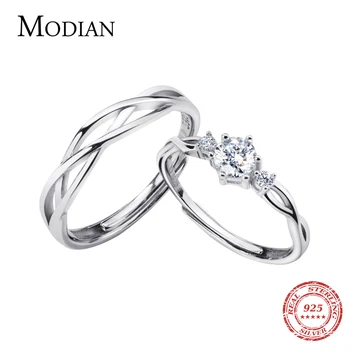 Modian Romantik Köpüklü AAA Zirkon Hattı Yüzük Erkekler ve Kadınlar için Moda 925 Ayar Gümüş Bir Çift Severler Alyans Takı