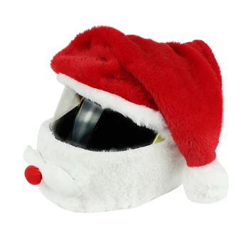 Motosiklet Kask Kapağı Noel Şapka Noel Baba Karikatür Kişiselleştirilmiş Tam Kask Kış sıcak Polar Motosiklet Kask Maskesi