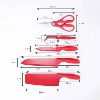 Mutfak Paslanmaz Çelik Mutfak Bıçağı Altı parçalı Set Ev Mutfak Bıçağı Hediye bıçak seti Kombinasyonu Tam Set Mutfak Bıçağı