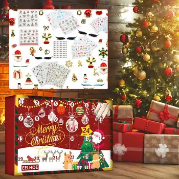 Noel Advent Takvimi Tırnak Etiket Biblo Hediye Kutuları Süsler Noel Tırnak Etiket Yanlış Eyelashes Biblo Dekorasyon