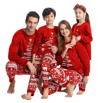 Noel Aile Eşleştirme Pijama Seti Anne Çocuk Bebek Baba Aile Eşleştirme Kıyafetler Noel Noel Aile Pj's Köpek Giysileri