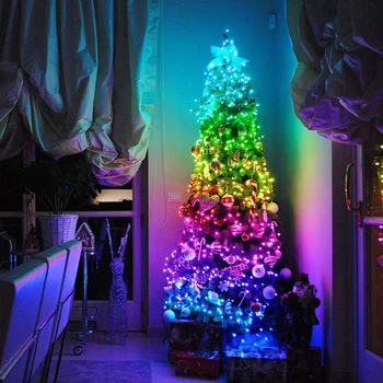 Noel ağacı dekorasyon ışıkları özelleştirilmiş akıllı Bluetooth LED kişiselleştirilmiş dize ışıkları App uzaktan kumanda ışıkları Dropship