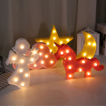 Noel ev LED lamba Flamingo Unicorn ananas yılbaşı ağacı süsleri ışık bebek duş düğün parti DIY dekor,B