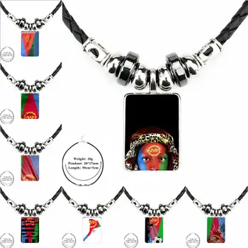 Noel hediyesi Bayrağı Eritre Harajuku Tarzı Takı Siyah Deri Boncuk Kolye Kaplama Cam Cabochon Gerdanlık Kolye