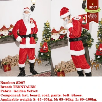 Noel Kostüm Çocuk 2021 Yeni Yıl Hediye Kadın Seksi Cosplay Elbise Noel Baba Çocuklar Şapka Pelerin Sakal Aile Aksesuarları Noel
