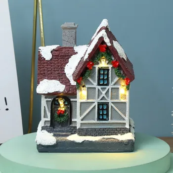 Noel led lamba Kar Evi Reçine Aydınlık Köy Evi Peyzaj Sahne Noel Yeni Yıl Masaüstü Dekorasyon