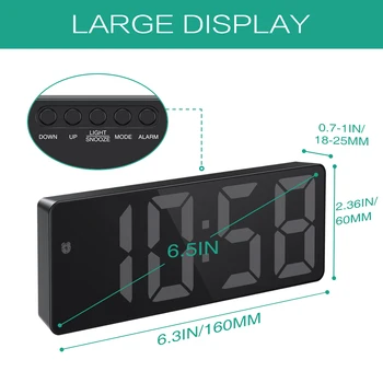 ORIA dijital alarmlı saat Saat LED Masaüstü Saat Ses Kontrolü Erteleme Zaman Sıcaklık Göstergesi Gece Modu Reloj Despertador USB