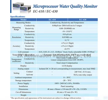 Orijinal Mikroişlemci Su Kalitesi Monitörü EC-430 Direnç Hücresi 8-221 20m Tel ile 8-120