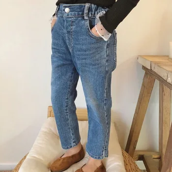 Pantolon Kot Elastik Bel Ayak Bileği Uzunluğu Düz Güzel Rahat Moda Modern Temiz Akıllı Ucuz Bahar Çocuk Kız