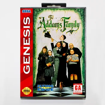 Perakende kutusu ile 16 bit Sega MD oyun Kartuşu - Genesis Megadrive sistemi için Addams Aile oyunu kart