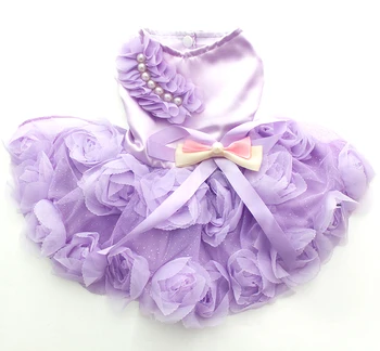 Pet Köpek Prenses düğün elbisesi Tutu Rozet ve Yay Elbiseler Kedi Yavrusu Etek İlkbahar / yaz giysileri Giyim 2 Renk