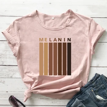 Renkli Damlayan Melanin T-shirt Sevimli Siyah Kız Sihirli Tshirt Casual Kadın Kısa Kollu Eşitlik Üst Tee Gömlek