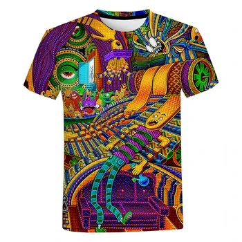 Renkli DMT 3D Baskılı Erkek T-shirt 2022 Unisex Erkek Moda Rahat Büyük Boy T Shirt Tops