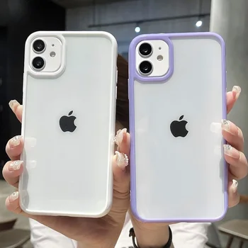 Renkli Tampon Darbeye Dayanıklı Şeffaf Telefon Kılıfı için iPhone 14 13 12 Mini 11 Pro Max XR X XS 8 7 Artı SE 2022 Temizle Arka Kapak