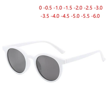 Retro Anti-UV Yuvarlak Bitmiş Miyopi Güneş Gözlüğü Kadın Erkek parlama Önleyici Kısa görüşlü Gözlük Kadın 0 -0.5 -1.0 İla -6.0