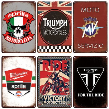 Retro Garaj BSA Moto Guzzı Triumph Motor Marka Teneke Işaretleri Metal Işareti Vintage Metal Plak Posteri Garaj Adam Mağara Duvar Dekor