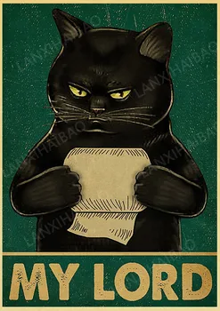 Retro Siyah Kedi Posteri Ben Ne Istiyorum Alıntı sanat baskı Vintage Mix Sizin Cin Komik Banyo Bahçe Tuval Boyama Ev Dekor