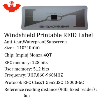 RFID etiketi UHF etiket araç ön camı EPC 6C 915m860-960M su geçirmez güneş koruyucu anti-gözyaşı yapıştırıcı pasif yazdırılabilir RFID etiketi