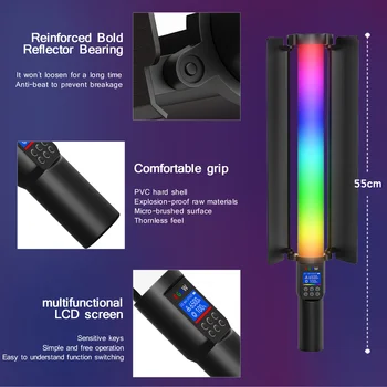 RGB Video ışık çubuğu Değnek parti renkli LED lamba dolgu ışığı el flaş Speedlight fotoğraf aydınlatma tripod standı