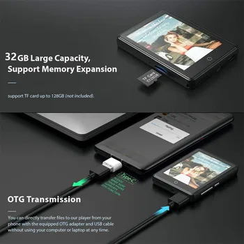 RUIZU 32GB büyük bellek HiFi kayıpsız müzik çalar 2.8 inç dokunmatik ekran dahili hoparlör taşınabilir MP3 oyuncu