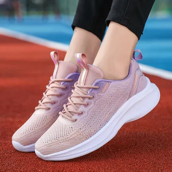 SALUDAS Kadın Tenis Sneakers ışık koşu ayakkabıları Uçan Dokuma Nefes Moda Lüks gündelik ayakkabı Düz Kadın Sneakers