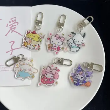 Sanrio Anahtarlık Kawaii Hello Kittys Mymelody Cinnamoroll Kuromi Aksesuarları Sevimli güzellik çantası Çift Akrilik Kolye Kız Hediye