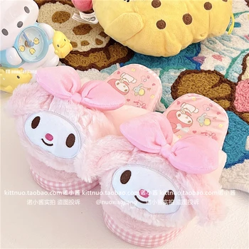 Sanrios Kuromi Benim Melodi Cinnamoroll Ev Peluş Terlik Anime Hello Kittys Bebek sıcak ayakkabı Kapalı Kız Yatak Odası Kabarık Terlik