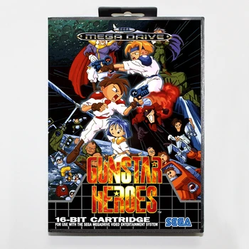 Sega md oyun kartı-Gunstar Kahramanlar için kutu ile Sega MegaDrive video oyunu Konsolu 16 bitlik MD kartı
