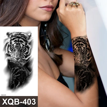 Seksi anime dövme etiket siyah aslan kral kaplan pusula baykuş desen kol dövme kol su transferi vücut sanatı için büyük kadın erkek