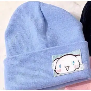 Sevimli Karikatür Kawaii Kuromi Mymelody Cinnamorol Kitty kedi Şapka Çift Güzel Yün şapka Kardeş Örme şapka Hediye