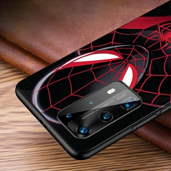 Silikon Siyah Kapak Örümcek Adam Logosu Huawei P50 P40 P30 P20 Pro P10 P9 Lite E Artı 2016 Siyah TPU telefon kılıfı