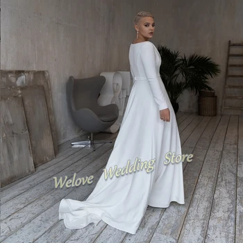 Sivil Artı Boyutu düğün elbisesi Kadın Uzun Kollu 2022 Plise Basit Beyaz gelin kıyafeti V Boyun Özel Bir Çizgi Свадебное платье