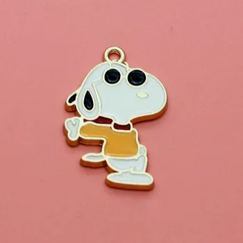 Snoopy Charlie Kahverengi Peluş Karikatür Sevimli Bebek Kawaii Dıy Alaşım Aksesuarları Kolye Anime peluş oyuncaklar Kız doğum günü hediyesi