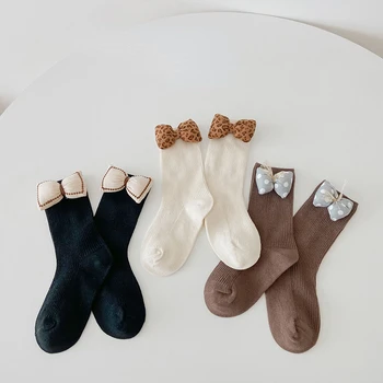 Sonbahar Kış bebek kız diz üstü çorap pamuk 6 renkler çorap bownot sevimli Çocuklar Nefes Yumuşak Sıcak Çorap Kız İçin 1-8Years
