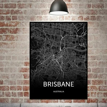 Sydney Brisbane Melbourne Siyah ve Beyaz Harita Baskı Avustralya Haritası Posterler Modern Soyut Tuval Sanat Dünya Şehir Haritası Boyama