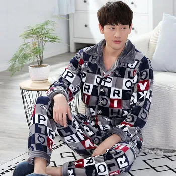 Sıcak Ekose Pijama Seti Erkek Kalın Pijama Erkekler İçin Yumuşak Rahat Pijama kadın Pazen Moda Gecelik Elbise Artı Boyutu
