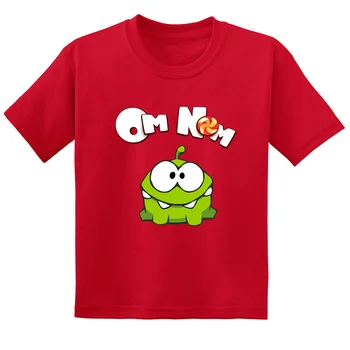 Sıcak Oyun İpi Kes Om Nom Kurbağa Komik Çocuk T shirt Karikatür bebek Erkek Kız Sevimli Giysiler Yaz Çocuk Kısa Kollu T-Shirt