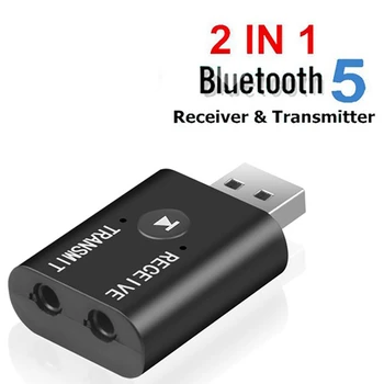 Sıcak Taşınabilir Bluetooth 5.0 Verici alıcı 3.5 mm AUX USB Mini 2 in 1 Kablosuz Stereo USB Ses Adaptörü