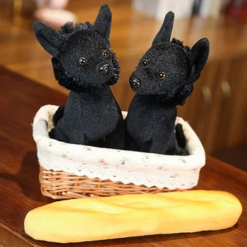 Sıcak Yeni 1 adet 22 cm Güzel Peluş Siyah Köpek Oyuncak Doldurulmuş Hayvanlar Bebek Köpek Peluş Oyuncak Kawaii Doft Oyuncaklar Çocuklar Mevcut