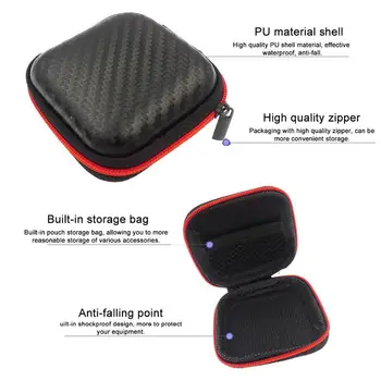 Taşınabilir Mini Fermuar Kare Sert Aseismik Nem Geçirmez Kulaklık Çantası Saklama Kutusu Kulaklık Kutusu SD TF Kartları için