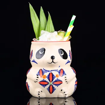 TİKİ Fincan Yaratıcı Panda Şekli şarap bardağı Hawaii Kokteyl Cam seramik fincan Sevimli Içecek Içme viski bardağı Bar Aksesuarları