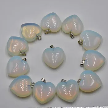 Toptan 12 adet/grup 2020 moda opal taş kalp charms kolye takı yapımı için 30mm en kaliteli ücretsiz kargo