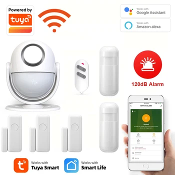 Tuya Wifi Akıllı Ev güvenlik Alarm sistemi 120dB Google Alexa İle Çalışır RF433 PIR dedektörlü kapı Sensörü Akıllı Yaşam App Hırsız