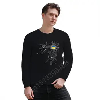 Ukrayna Bayrağı CPU İşlemci Devre Şeması Erkek Pamuk Kapşonlu Kış Streetwear Kazak Kazak Hoodie CasualTracksuit