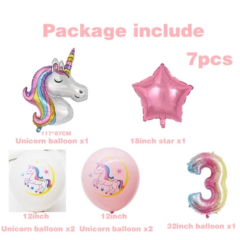 Unicorn Balonlar Doğum Günü Partisi Süslemeleri için Parti 32 inç Büyük Unicorn Degrade Jumbo Numarası Folyo Balon Buket