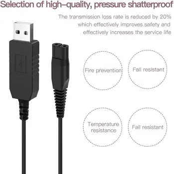 USB Tıraş Makinesi şarj aleti kablosu Güç Kablosu 5V için 4.3 V Değiştirme Philips A00390 Tıraş Makinesi serisi 1000/serisi 500/RQ312/S100 / S510 / QP25