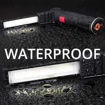 USB şarj edilebilir LED lamba el feneri Mıknatıs ile Güçlü COB çalışma lambası Su Geçirmez Torch Taşınabilir Kamp Lambası Uyarı Fener