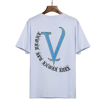VLONE Unisex baskılı saf pamuklu tişört gömlek erkekler ve kadınlar için